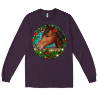 Plum Western Horse Christmas Long Sleeve Tee - RanaPortraitStore
