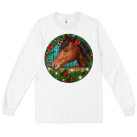 White Western Horse Christmas Long Sleeve Tee - RanaPortraitStore