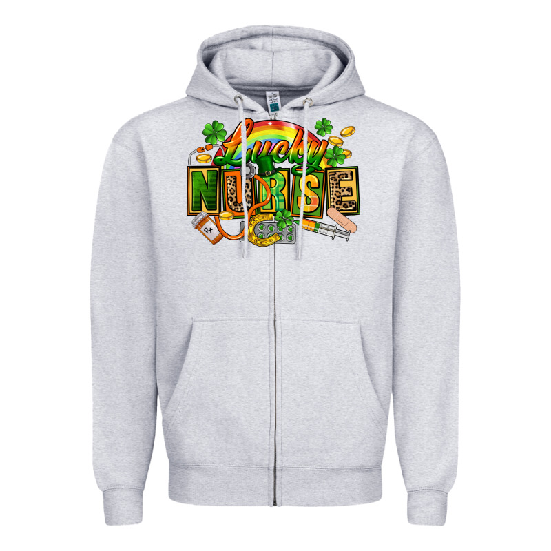 Lucky Nurse  St. Patricks Day Zipper Hoodie by FaDigitalArtStudio | Teevron