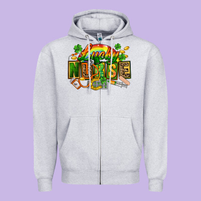 Lucky Nurse  St. Patricks Day Zipper Hoodie Designed By Fadigitalartstudio