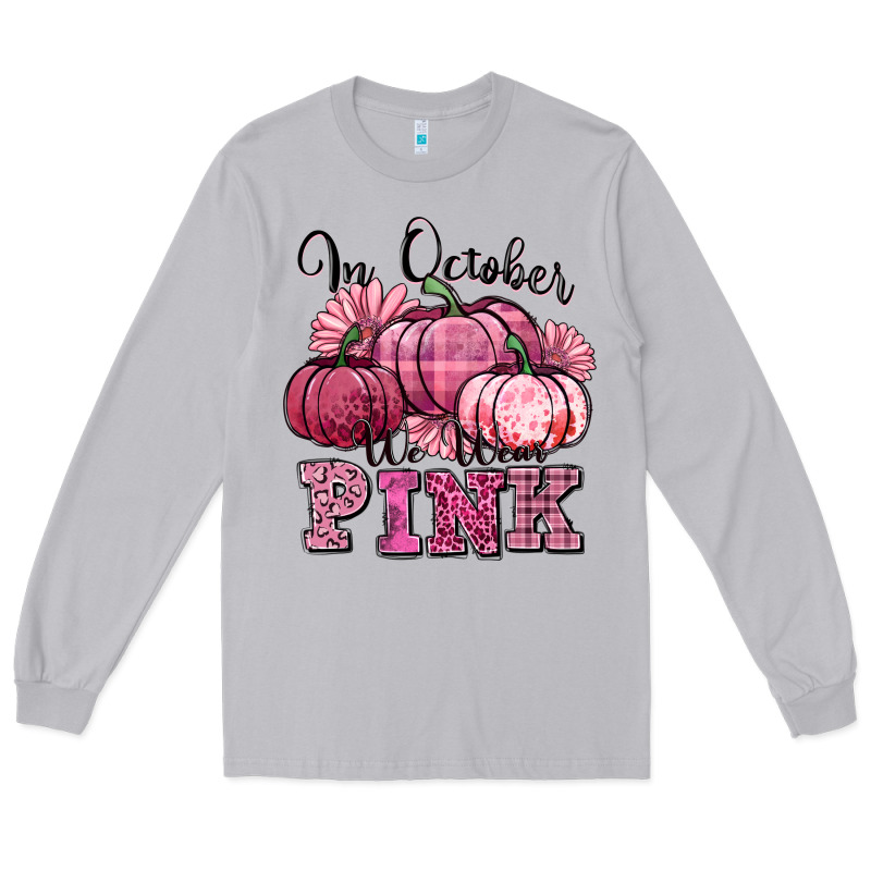 In October We Wear Pink Pumpkin Long Sleeve Tee by texasbilliewilder | Teevron
