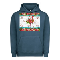 Pigment Midnight Navy flamingo with tropical flowers Urban Hoodie - Artiststas