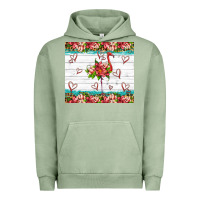 Pigment Oil Green flamingo with tropical flowers Urban Hoodie - Artiststas