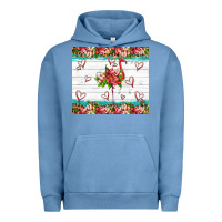 Pigment Pebble Blue flamingo with tropical flowers Urban Hoodie - Artiststas
