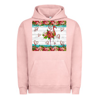 Pigment Salmon flamingo with tropical flowers Urban Hoodie - Artiststas