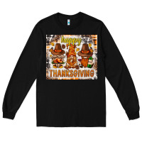 Black Happy Thanksgiving gnomes Long Sleeve Tee - NancyCooperArtShop