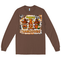 Chestnut Happy Thanksgiving gnomes Long Sleeve Tee - NancyCooperArtShop