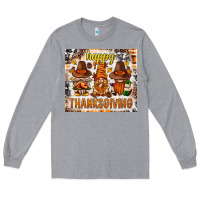 Heather Grey Happy Thanksgiving gnomes Long Sleeve Tee - NancyCooperArtShop