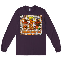 Plum Happy Thanksgiving gnomes Long Sleeve Tee - NancyCooperArtShop