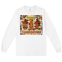 White Happy Thanksgiving gnomes Long Sleeve Tee - NancyCooperArtShop