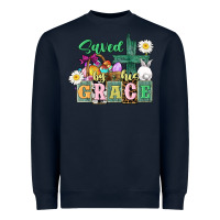 Navy Saved by his grace Easter Heavyweight Sweatshirt - CowGirlArtShop
