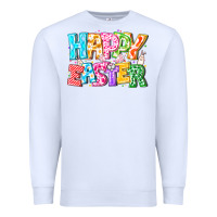 White Happy Easter Premium Sweatshirt - CowhideDigitalArt
