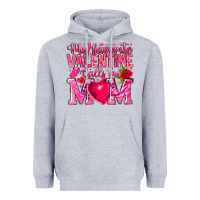 Heather Grey My Favorite Valentine Calls Me Heavyweight Hoodie - CowhideDigitalArt