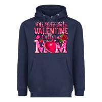 Navy My Favorite Valentine Calls Me Heavyweight Hoodie - CowhideDigitalArt