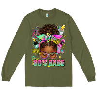 Army Green 80's babe afro messy bun Long Sleeve Tee - texasbilliewilder