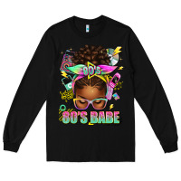 Black 80's babe afro messy bun Long Sleeve Tee - texasbilliewilder