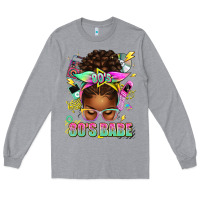 Heather Grey 80's babe afro messy bun Long Sleeve Tee - texasbilliewilder
