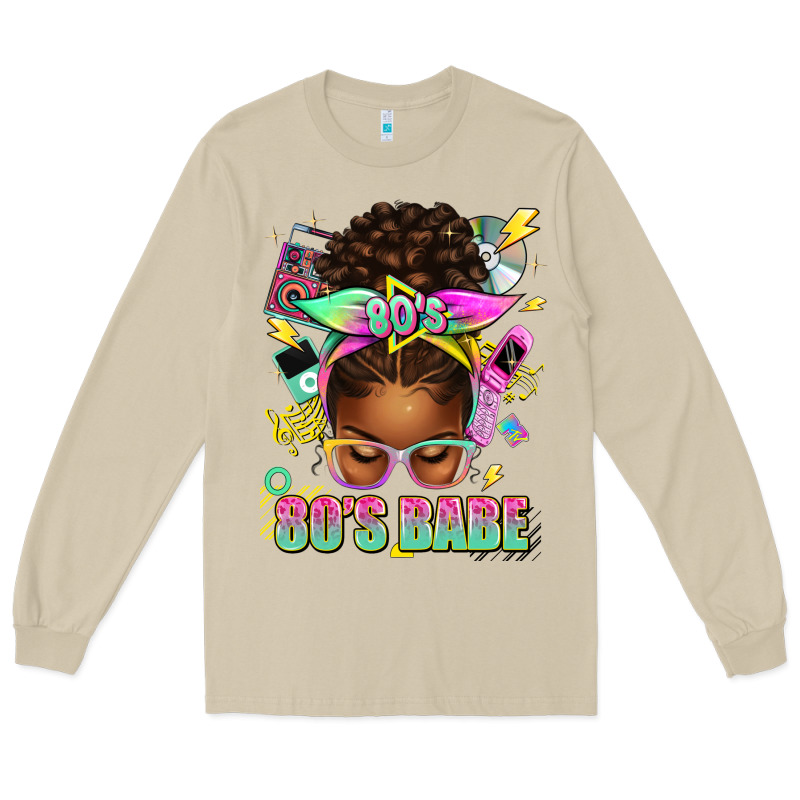 80's Babe Afro Messy Bun Long Sleeve Tee by texasbilliewilder | Teevron