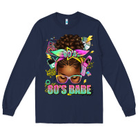 Navy 80's babe afro messy bun Long Sleeve Tee - texasbilliewilder