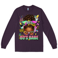 Plum 80's babe afro messy bun Long Sleeve Tee - texasbilliewilder