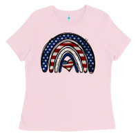 Bubblegum Pink USA American Flag Rainbow Ladies Tee - Jasminsmagicworld