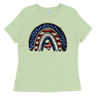 Matcha USA American Flag Rainbow Ladies Tee - Jasminsmagicworld