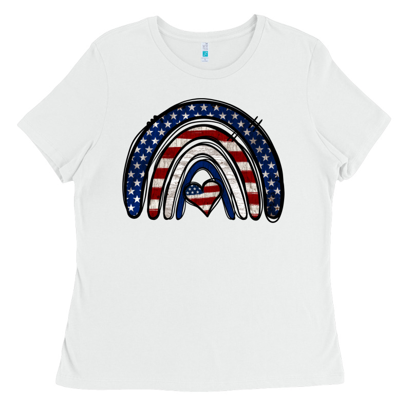 Usa American Flag Rainbow Ladies Tee by Jasminsmagicworld | Teevron