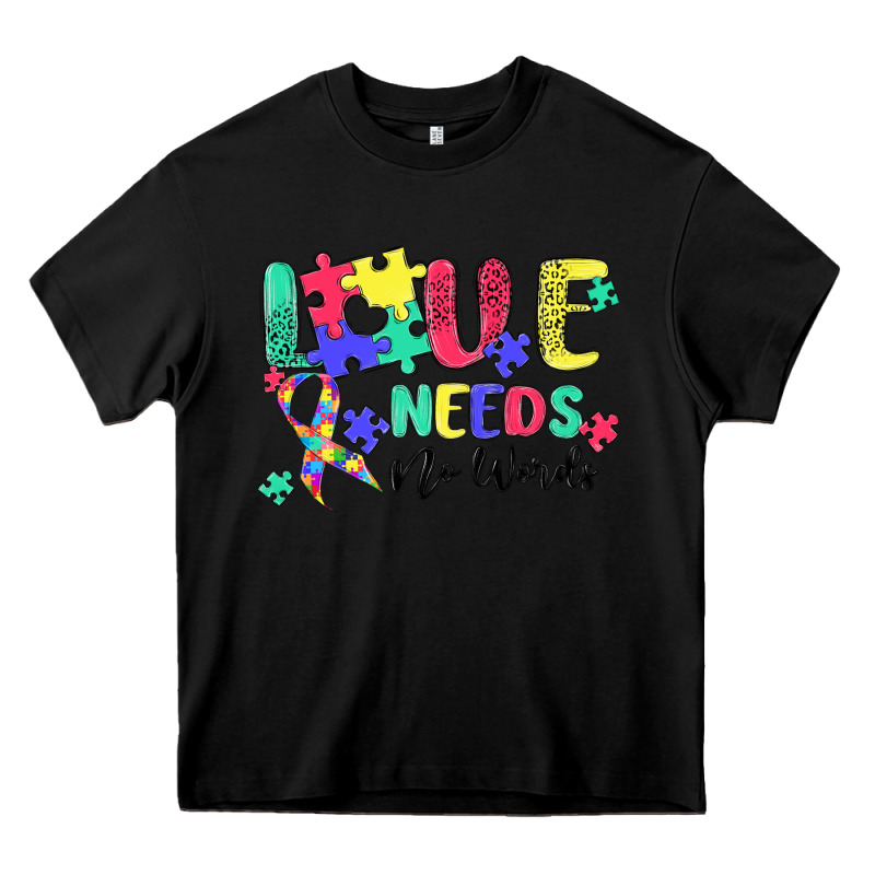 Love Needs No Words Autism Heavy Core Tee by MaliasSmallBusiness | Teevron