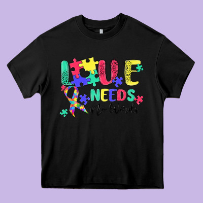 Love Needs No Words Autism Heavy Core Tee Designed By Maliassmallbusiness