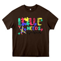 Chocolate Brown love needs no words autism Heavy Core Tee - MaliasSmallBusiness