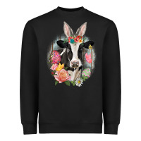 Black Happy Easter Cow Easter Day Heavyweight Sweatshirt - CowGirlArtShop