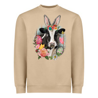 Mushroom Happy Easter Cow Easter Day Heavyweight Sweatshirt - CowGirlArtShop