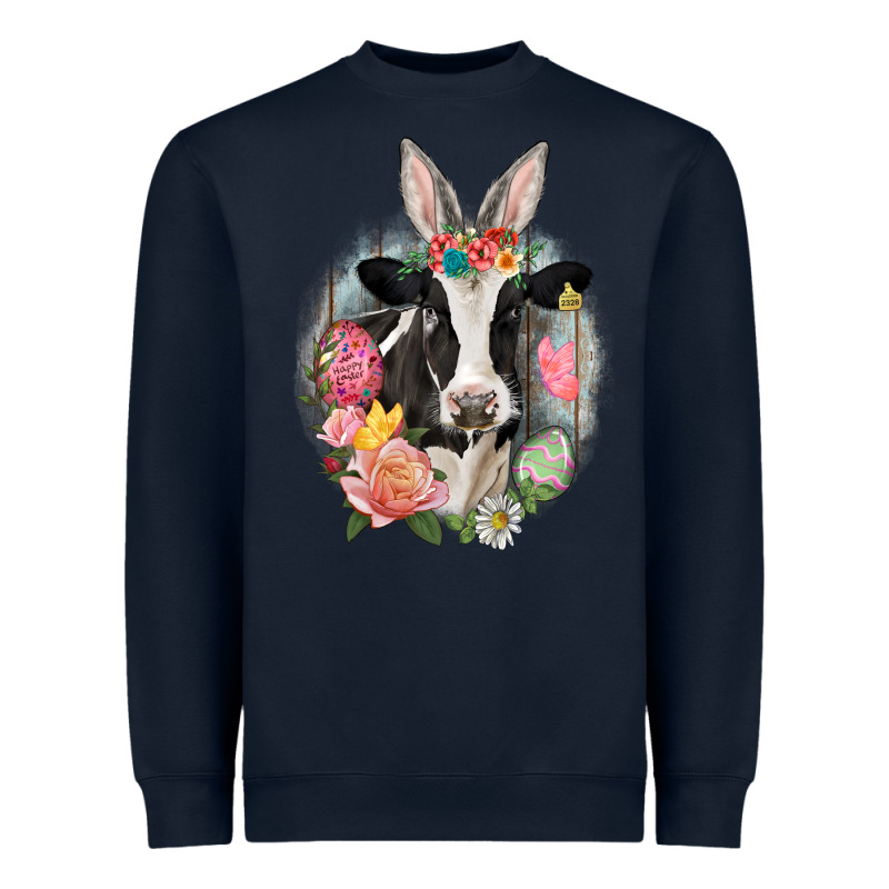 Happy Easter Cow Easter Day Heavyweight Sweatshirt by CowGirlArtShop | Teevron