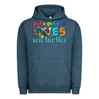 Pigment Midnight Navy just a girl who loves sea turtle Urban Hoodie - Artiststas