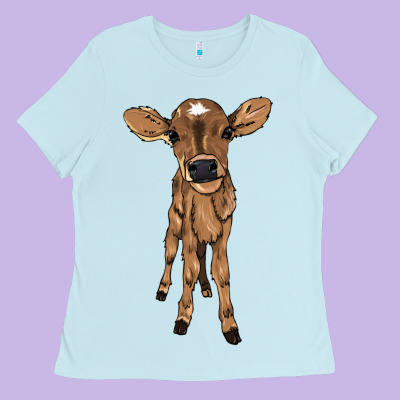 Baby Cow Ladies Tee Designed By Nancycooperartshop