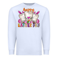White Happy Easter Premium Sweatshirt - CowhideDigitalArt
