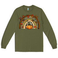 Army Green Fall rainbow pumpkin Long Sleeve Tee - NancyCooperArtShop