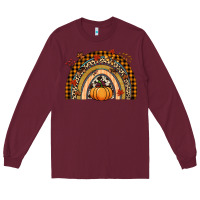 Burgundy Fall rainbow pumpkin Long Sleeve Tee - NancyCooperArtShop