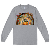 Heather Grey Fall rainbow pumpkin Long Sleeve Tee - NancyCooperArtShop