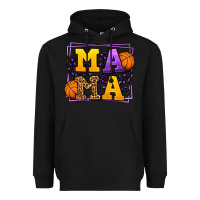 Black Purple and gold Basketball leopard frame Mama Heavyweight Hoodie - LillyAllenDesigns