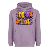 Lavender Purple and gold Basketball leopard frame Mama Heavyweight Hoodie - LillyAllenDesigns
