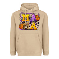 Mushroom Purple and gold Basketball leopard frame Mama Heavyweight Hoodie - LillyAllenDesigns