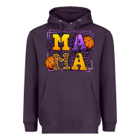 Plum Purple and gold Basketball leopard frame Mama Heavyweight Hoodie - LillyAllenDesigns