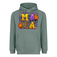 Sage Purple and gold Basketball leopard frame Mama Heavyweight Hoodie - LillyAllenDesigns