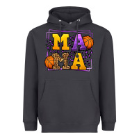 Smoke Purple and gold Basketball leopard frame Mama Heavyweight Hoodie - LillyAllenDesigns