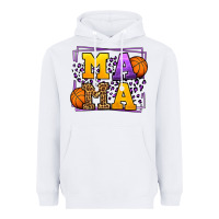 White Purple and gold Basketball leopard frame Mama Heavyweight Hoodie - LillyAllenDesigns