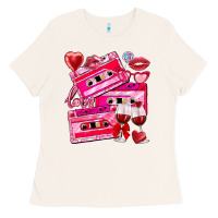 Bone valentines day cassette Ladies Tee - NancyCooperArtShop