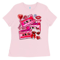 Bubblegum Pink valentines day cassette Ladies Tee - NancyCooperArtShop