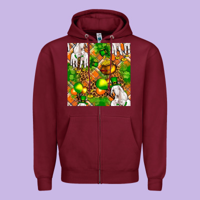 St. Patrick's Goat Family With Balloons Seamless Zipper Hoodie Designed By Fadigitalartstudio