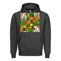 Charcoal Heather St. Patrick's Goat Family With Balloons Seamless Zipper Hoodie - FaDigitalArtStudio